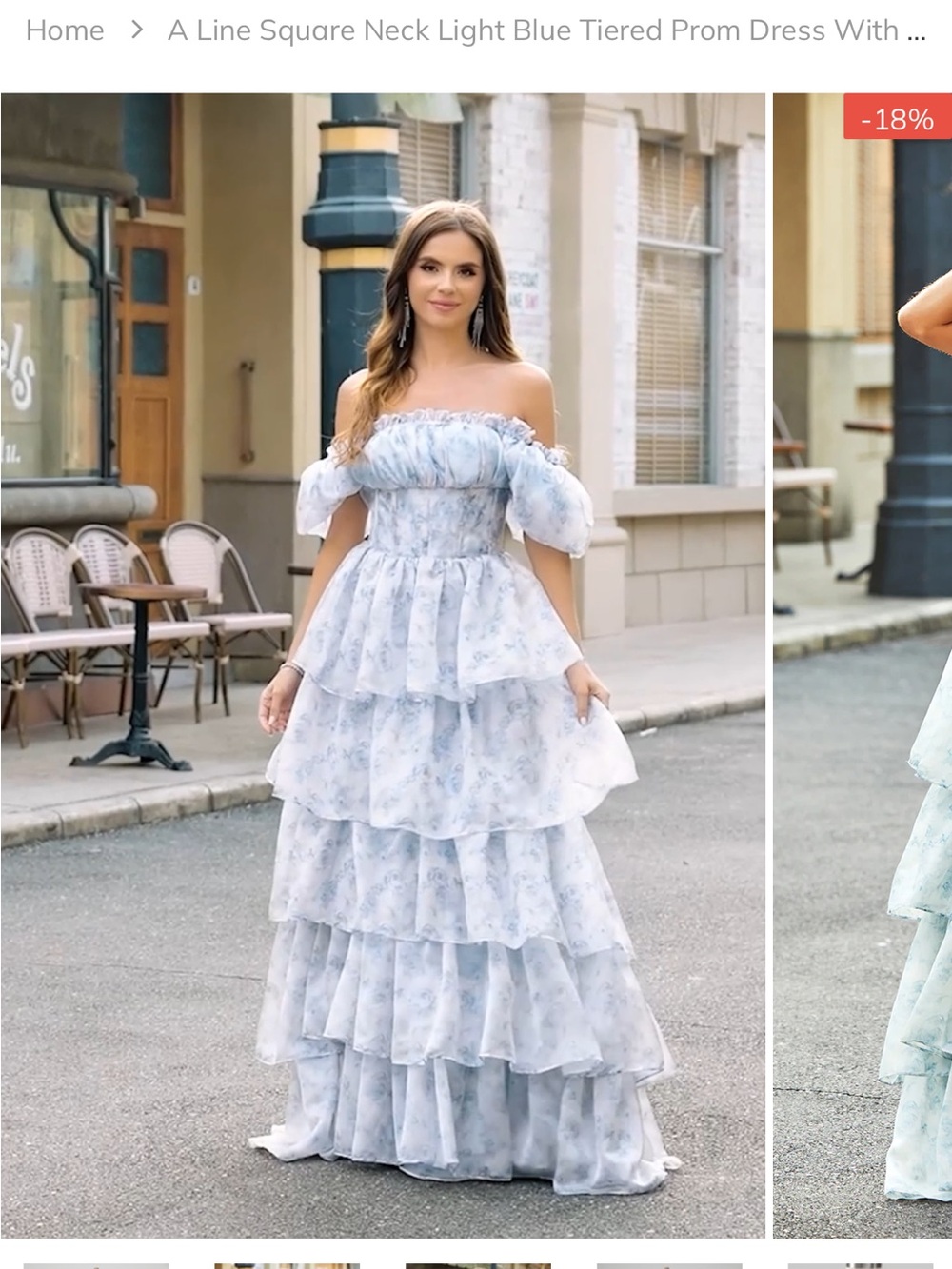 Zapaka brand Off-Shoulder Light Blue Tiered Maxi Dress
